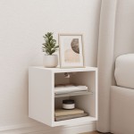 vidaXL Comode TV de perete cu lumini LED, alb, 30x28,5x30 cm