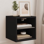 vidaXL Comodă TV de perete cu lumini LED, negru, 30x28,5x30 cm vidaXL Comodă TV de perete cu lumini LED, negru, 30x28,5x30 cm