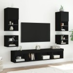 vidaXL Comodă TV de perete cu lumini LED, negru, 30x28,5x30 cm vidaXL Comodă TV de perete cu lumini LED, negru, 30x28,5x30 cm