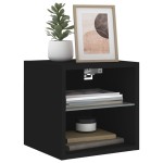 vidaXL Comodă TV de perete cu lumini LED, negru, 30x28,5x30 cm vidaXL Comodă TV de perete cu lumini LED, negru, 30x28,5x30 cm