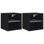 vidaXL Comode TV de perete cu lumini LED, 2 buc., negru, 30x28,5x30 cm