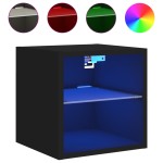vidaXL Comode TV de perete cu lumini LED, 2 buc., negru, 30x28,5x30 cm