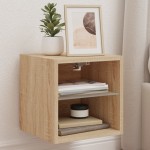 vidaXL Comodă TV de perete cu lumini LED, stejar sonoma 30x28,5x30 cm vidaXL Comodă TV de perete cu lumini LED, stejar sonoma 30x28,5x30 cm