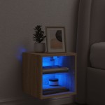 vidaXL Comodă TV de perete cu lumini LED, stejar sonoma 30x28,5x30 cm vidaXL Comodă TV de perete cu lumini LED, stejar sonoma 30x28,5x30 cm