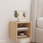 vidaXL Comodă TV de perete cu lumini LED, stejar sonoma 30x28,5x30 cm vidaXL Comodă TV de perete cu lumini LED, stejar sonoma 30x28,5x30 cm