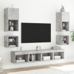 vidaXL Comodă TV de perete cu lumini LED, gri beton, 30x28,5x30 cm vidaXL Comodă TV de perete cu lumini LED, gri beton, 30x28,5x30 cm