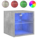 vidaXL Comode TV de perete cu lumini LED 2 buc. gri beton 30x28,5x30cm