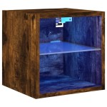 vidaXL Comodă TV de perete cu lumini LED, stejar fumuriu 30x28,5x30 cm vidaXL Comodă TV de perete cu lumini LED, stejar fumuriu 30x28,5x30 cm