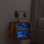 vidaXL Comodă TV de perete cu lumini LED, stejar fumuriu 30x28,5x30 cm vidaXL Comodă TV de perete cu lumini LED, stejar fumuriu 30x28,5x30 cm