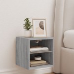 vidaXL Comodă TV de perete cu lumini LED, gri sonoma 30x28,5x30 cm vidaXL Comodă TV de perete cu lumini LED, gri sonoma 30x28,5x30 cm
