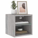 vidaXL Comode TV cu lumini LED, 2 buc., gri sonoma, 30x28,5x30 cm