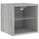 vidaXL Comode TV cu lumini LED, 2 buc., gri sonoma, 30x28,5x30 cm