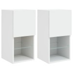 vidaXL Comode TV cu lumini LED, 2 buc., alb, 30,5x30x60 cm