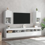 vidaXL Comode TV cu lumini LED, 2 buc., alb, 30,5x30x60 cm
