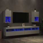 vidaXL Comode TV cu lumini LED, 2 buc., alb, 30,5x30x60 cm