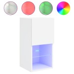 vidaXL Comode TV cu lumini LED, 2 buc., alb, 30,5x30x60 cm