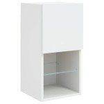 vidaXL Comode TV cu lumini LED, 2 buc., alb, 30,5x30x60 cm