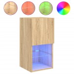 vidaXL Comodă TV cu lumini LED, stejar sonoma, 30,5x30x60 cm vidaXL Comodă TV cu lumini LED, stejar sonoma, 30,5x30x60 cm