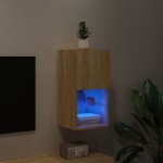 vidaXL Comodă TV cu lumini LED, stejar sonoma, 30,5x30x60 cm vidaXL Comodă TV cu lumini LED, stejar sonoma, 30,5x30x60 cm
