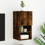 vidaXL Comodă TV cu lumini LED, stejar fumuriu, 30,5x30x60 cm