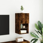 vidaXL Comodă TV cu lumini LED, stejar fumuriu, 30,5x30x60 cm