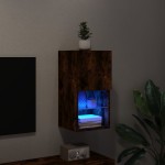 vidaXL Comodă TV cu lumini LED, stejar fumuriu, 30,5x30x60 cm