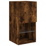 vidaXL Comodă TV cu lumini LED, stejar fumuriu, 30,5x30x60 cm