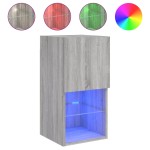 vidaXL Comodă TV cu lumini LED, gri sonoma, 30,5x30x60 cm vidaXL Comodă TV cu lumini LED, gri sonoma, 30,5x30x60 cm