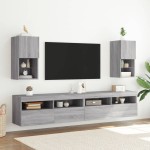 vidaXL Comodă TV cu lumini LED, gri sonoma, 30,5x30x60 cm vidaXL Comodă TV cu lumini LED, gri sonoma, 30,5x30x60 cm
