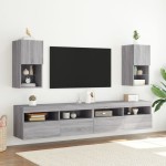 vidaXL Comode TV cu lumini LED, 2 buc., gri sonoma, 30,5x30x60 cm