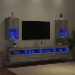 vidaXL Comode TV cu lumini LED, 2 buc., gri sonoma, 30,5x30x60 cm