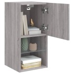 vidaXL Comode TV cu lumini LED, 2 buc., gri sonoma, 30,5x30x60 cm