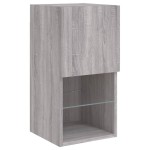 vidaXL Comode TV cu lumini LED, 2 buc., gri sonoma, 30,5x30x60 cm
