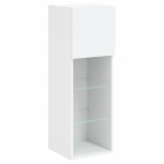 vidaXL Comode TV cu lumini LED, 2 buc., alb, 30,5x30x90 cm