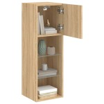 vidaXL Comode TV cu lumini LED, 2 buc., stejar sonoma, 30,5x30x90 cm