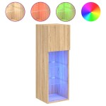 vidaXL Comode TV cu lumini LED, 2 buc., stejar sonoma, 30,5x30x90 cm