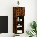 vidaXL Comodă TV cu lumini LED, stejar fumuriu, 30,5x30x90 cm vidaXL Comodă TV cu lumini LED, stejar fumuriu, 30,5x30x90 cm