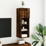 vidaXL Comodă TV cu lumini LED, stejar fumuriu, 30,5x30x90 cm vidaXL Comodă TV cu lumini LED, stejar fumuriu, 30,5x30x90 cm