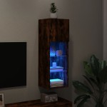 vidaXL Comodă TV cu lumini LED, stejar fumuriu, 30,5x30x90 cm vidaXL Comodă TV cu lumini LED, stejar fumuriu, 30,5x30x90 cm