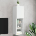 vidaXL Comodă TV cu lumini LED, alb, 30,5x30x102 cm vidaXL Comodă TV cu lumini LED, alb, 30,5x30x102 cm
