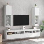 vidaXL Comodă TV cu lumini LED, alb, 30,5x30x102 cm vidaXL Comodă TV cu lumini LED, alb, 30,5x30x102 cm