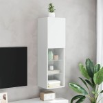 vidaXL Comodă TV cu lumini LED, alb, 30,5x30x102 cm vidaXL Comodă TV cu lumini LED, alb, 30,5x30x102 cm
