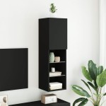 vidaXL Comodă TV cu lumini LED, negru, 30,5x30x102 cm