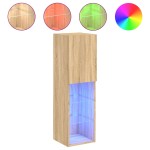 vidaXL Comodă TV cu lumini LED, stejar sonoma, 30,5x30x102 cm