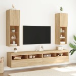 vidaXL Comodă TV cu lumini LED, stejar sonoma, 30,5x30x102 cm