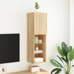 vidaXL Comodă TV cu lumini LED, stejar sonoma, 30,5x30x102 cm