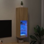 vidaXL Comodă TV cu lumini LED, stejar sonoma, 30,5x30x102 cm