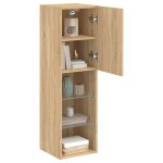 vidaXL Comode TV cu lumini LED, 2 buc., stejar sonoma, 30,5x30x102 cm