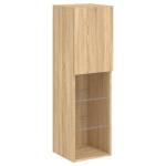 vidaXL Comode TV cu lumini LED, 2 buc., stejar sonoma, 30,5x30x102 cm