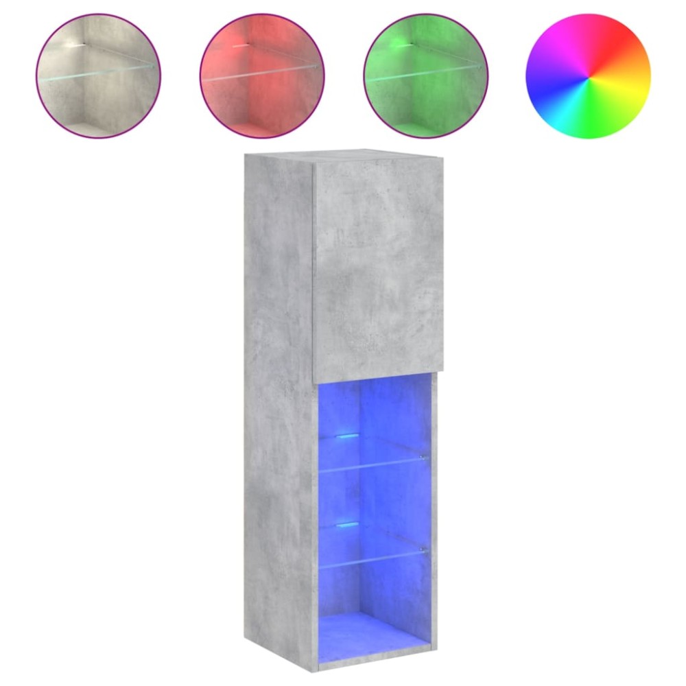vidaXL Comodă TV cu lumini LED, gri beton, 30,5x30x102 cm